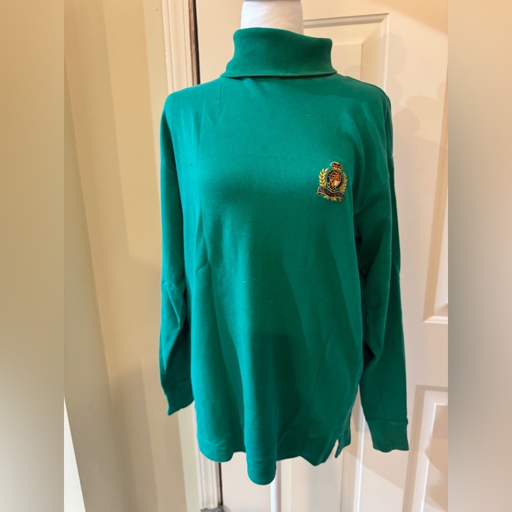 Polo Ralph Lauren Vintage Green Cotton Turtleneck Size Small